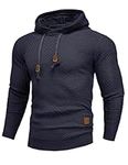COOFANDY Men's Hooded Pullover Hoodie Men's Waffle Sweatshirt Men's Hooded Casual Long Sleeve Streetwear Hoodie Pullover Men, navy blue, XL