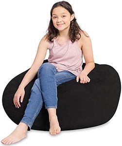 Posh Creations Bean Bag Chair for Kids, Teens, and Adults Includes Removable and Machine Washable Cover, Soft Faux Rabbit Fur - Black, 38in - Large
