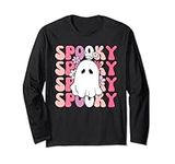 Adorable Spooky Halloween Flower Ghost Cute Ghost Haunted Long Sleeve T-Shirt