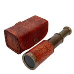 Medieval Replicas Nautical Brass Telescope with Box, Brass Pirate Spyglass Collapsible Monocular Decorative Telescope with Glass Optics for Travellers Adventure Enthusiasts Collectible 6'' inch