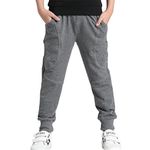 Rysly Boys Cotton Sweatpants Kids Casual Jogger Pants Tapered Ankle Pants Age 4-12 Years (Gray,120)