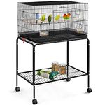 Yaheetech Large Wide Bird Cage Budgie Cage with Stand Parrot Cage Black Iron Flight Cage for Small lovebird/Cockatiel/Parakeet/Conure/Finch 119cm High