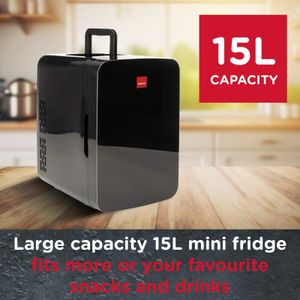 SENSIOHOME 15L Mini Fridge – Black Compact Cooler