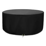 Funshot Round Garden Furniture Covers Waterproof, Windproof, Anti-UV, Garden Table Cover 420D Oxford Fabric Outdoor Round Patio Table Cover, Garden Furniture Cover Circular, Ø 102x70cm, Black