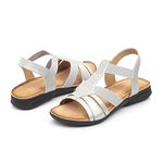 Asverd Women's Flat Sandals Ladies Dressy Open Toe Summer Sandals Elastic Slingback Sandalia Plana Mujer Sliver Size 9 Women