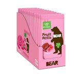 BEAR Fruit Rolls, 12 packs of 2 Rolls per Box - Healthy Fruit Snack, Raspberry Flavour