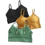 Mrs Queen Cotton Blend Wire Free Lightly Padded Full Coverage Sports Bra for Women (Black,Yellow,Green, 34) (Pack of 3)