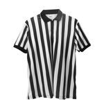 Mens Official Umpire Jersey Stripe Overturned Collar Ref Uniform Referee Shirt for Basketball Football Soccer