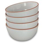 Mora Ceramic Bowls, 28oz - Set of 4 - For Cereal, Salad, Pasta, Soup, Dessert, Serving etc - Dishwasher, Microwave, and Oven Safe - Small Kitchen, Breakfast, Lunch and Dinner Approved - Earl Grey