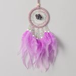 Dremisland Crystal Dream Catcher Handmade Purple Feather Wall Hanging Grids Weave Dreamcatcher Car Rearview Mirror Bedroom Hanging Decorative Ornament Craft Gift