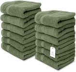 White Classic Luxury Washcloths for Bathroom-Hotel-Spa-Kitchen-Set - Circlet Egyptian Cotton - Highly Absorbent Hotel Quality Face Towels - Bulk Set of 12-13x13 Inch (Forest Green)