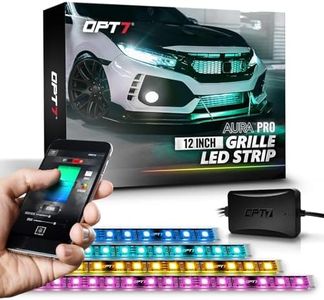 OPT7 Aura Pro RGB LED Grille Lights with App & Remote Control, 4pcs 12" Light Strips, Waterproof Front Grill Valence, Music Sync, Multi-Color Exterior Lighting Kit, Universal for Cars Trucks Vans SUV