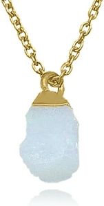 Moonstone Necklace for Women, Premium Gold Raw Stone Necklaces - Tarnish Free 18K Gold Vermeil Certified S925 Classic Statement Necklace Gold Jewelry for Women - Mothers Day Gifts for Mom Wife