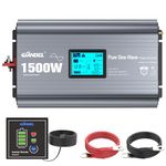 GIANDEL Pure Sine Wave Power Inverter 1500 Watt Low EMI FCC approved Converts DC 12V to AC 120V with LCD Display 3xAC Outlets & Remote Controller 2 USB Ports for RVs Trucks Boats and Emergency