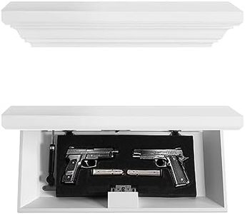 JOLLYMER Concealment Gun Shelf with Hidden Trap Door with RFID Lock, White Floating Shelf for Living Room