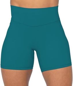 Sunzel Women's Biker Shorts in High Waist Tummy Control with No Front Seam 5" Deep Lagoon Medium
