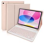 SOPPY Keyboard Case for iPad, Bluetooth Keyboard for iPad 10th Generation 10.9 inch 2022 (A2696 / A2757 / A2777), Detachable Wireless Keyboard for iPad 10th Gen. 2022, with Built-in Pen Holder - Pink