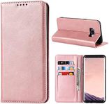 Cavor for Samsung Galaxy S8 Plus Case Cowhide Pattern PU Leather Cases Flip Magnetic Kickstand Book Wallet Cover Phone Case with Card Slots(6.2") -Pink