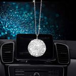 Bling Crystal Ball Car Rear View Mirror, Rhinestone Home Decor Ornament, Crystal Sun Catcher Glam Decoration Charm New Year's Present