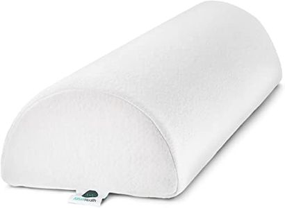 AllSett Health Large Half Moon Bolster Pillow for Legs, Knees, Lower Back and Head, Lumbar Support Pillow for Bed, Sleeping | Semi Roll for Ankle and Foot Comfort - Machine Washable Cover, White