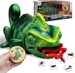 Remote Control Chameleon Animal Toys - LED Light Up & Preying Remote Control Electronic Toy with Moving Eyes, Walking, Color Changing Realistic RC Robot Toy Gift for Boys Kids Age 4 5 6 7 8 Years Old