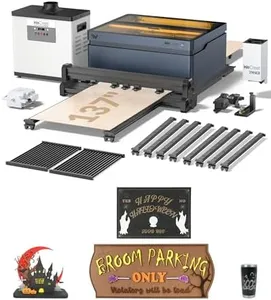 WECREAT Vision 40W Laser Engraver and Cutter Machine with 2W Infrared Laser Module, Auto Conveyor Feeder, Fume Extractor, 4-in-1 Rotary, Air Assist, Laser Bed for Jewelry Acrylic Wood Metal Leather