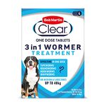 Bob Martin Clear 3-in-1 Wormer for Dogs (4 Tablets) - For Small, Medium and Large Dogs up to 40kg, Clinically Proven Treatment