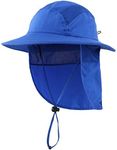 Home Prefer UPF 50+ Boys Sun Hat with Neck Flap Summer Beach Hat Kids Safari Hat - Blue - Medium