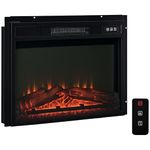 HOMCOM 23" Electric Fireplace Insert for Wooden Cabinet, Recessed Fireplace Heater with Realistic Log Flames, Adjustable Brightness, Remote Control, 1400W, Black