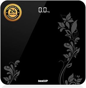 beatXP Gravity Flora Digital Weight Machine For Body Weight with Thick Tempered Glass, Best Bathroom Weighing Scale with LCD Display - 2 Year Warranty