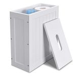 Lantaly Slimline Wooden Bathroom Storage Unit, Toilet Roll Paper Cabinet, Compact Shaker, Multi-Purpose Cleaning Tidy Box