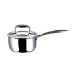 Vinod Platinum Triply Stainless Steel Saucepan with Lid - 16 cm, 1.6 LTR (Induction Friendly)