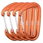 Azarxis 12kN Carabiner Clips Lightweight Aluminium D Ring Heavy Duty Wire Gate Snap Carabiners Gears for Hammock, Camping, Hiking, Outdoor, Gym, Dog Leash, Backpack Keychains (Orange - 4 Pack)