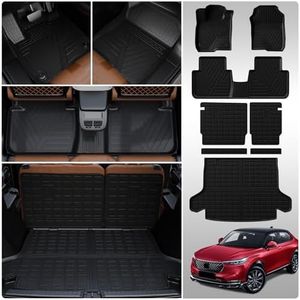 Thinzyou Floor Mats Compatible with 2023 2024 2025 Honda HRV Trunk Mat Cargo Liner Cargo Mat Trunk Liner TPE Back Seat Cover Protector 2024 HR-V Accessories (Trunk Mat+Backrest Mats+Floor Mats)