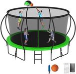 LHX Tranpoline for Kids and Adults - ASTM Approved, 12 14 FT Large Tranpoline with Basketball Hoop, Enclosure, Stakes, Ladder and Ball, Recreational Backyard Tranpoline
