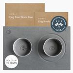 Dorai Home Ceramic Dog Bowls + Stone Drying Mat - Dog Food and Water Bowl Set with Non-Slip Base that Absorbs Spills and Drips - Made with Diatomaceous Earth for Quick Drying - 23.6" x 15.4" - Slate