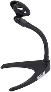 Pyle Desktop Microphone Stand - Universal Tabletop Mic Holder w/ Flexible 8.2'' Inch Gooseneck Mount and Solid U Shape Base - Perfect for Table Desk or Counter - PMKS8,Black