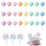 Tyqour 24Pcs Ball Cake Topper Decorations Mini Balloons Cake Topper Sticks Boho Cake Balls Decoration for Wedding Anniversary Birthday Party Supplies