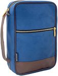 Performore Canvas Bible Cover Bag, Blue Jean Pattern with Handle, Pockets and Zipper for Standard and Large Size Study Bible Carrier, Ideal Also as A Book Cover, 10.2" X 2.7" X 7.5", Blue, 10.2" X