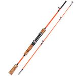 Sougayilang Fishing Rod, 2PC Fishing Pole with Cork Rod Handle-Orange-1.2M