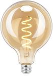 TopLeder Vintage Edison Light Bulb, E27 Edison Screw Bulb Dimmable, 6W Equivalent to 60W, 300LM LED Light, Warm White 2200K, Retro LED Bulb, G125 Large Globe Spiral Filament Bulb, Clear Amber Glass