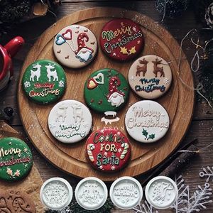 4PCS Christmas Cookie Stamp Press Cookie Cutter Set Biscuit Christmas Cookie Stamp Embossers for DIY JINYEAH Christmas and Daily Baking