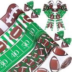 Kuscul 5 Rolls Football Wired Edge Ribbon 2.5 Inches x 25 Yard Rugby Ball Ribbon Gridiron Wired Ribbon for Sport Team Party Decor Gift Wrapping Decor Hair Bow Sewing Wreath Crafts