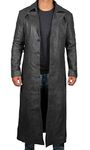 Blingsoul Genuine Leather Trench Coat | [1500284] Jackson Black Long Coat Jacket, L