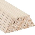 Belle Vous Natural Round Wood Dowel Rods (100 Pack) - 30cm / 12 Inches - Extra Long Unfinished 8mm Wooden Craft Sticks - Dowels for Woodcraft, Art Projects, Decorations & DIY Crafts
