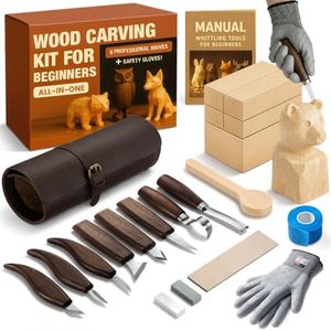 Complete Wood Carving Kit for Beginners - Gift Ready Wood Carving Tools Set | Whittling Kit with 8 Wood Carving Knives, Spoon Carving Tools, Wood Blocks, Gloves, Roll Bag and Sharpening Strop
