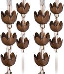 BestNest Ancient Graffiti Lily Rain Chains, Browned Copper Finish, Pack of 4