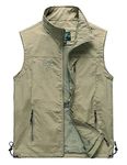 Sukany Men's Casual Utility Fishing Vest Lightweight Outdoor Work Safari Travel Photo Multi Pockets Waistcoats Khaki XL