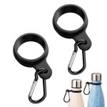 ONEBOOM 2 PCS Water Bottle Clip, Secure Water Bottle Holder with Carabiner, Bottle Holder Perfect for Bags, Portable Water Bottle Carrier for Hiking Camping Traveling Mountain Climbers-Black