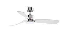 Fanimation SculptAire 52 inch Indoor/Outdoor Ceiling Fan with Clear Blade Set and LED Light Kit - Chrome